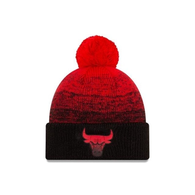 Black Chicago Bulls Hat - New Era NBA Back Half Cuff Knit Beanie USA6107583